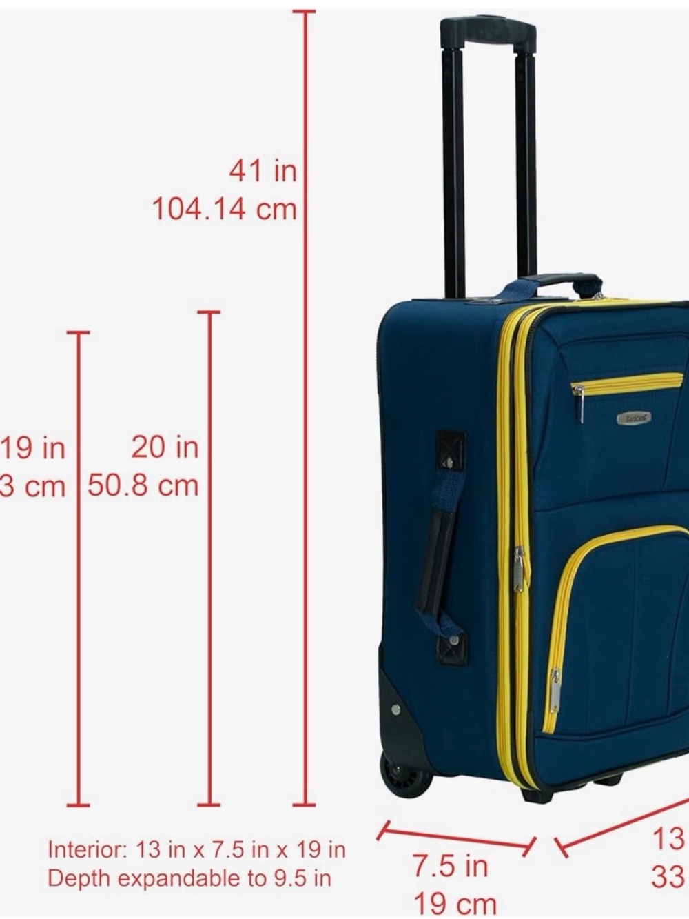 Navy and Yellow Carry-On Spinner Luggage Set - Picture 2 of 3